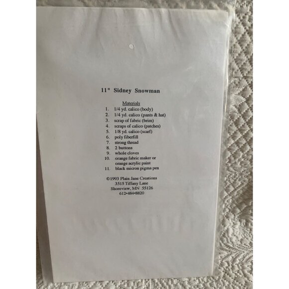 Plain Jane Creations Sydney Snowman 126 Doll Pattern - Picture 3 of 3